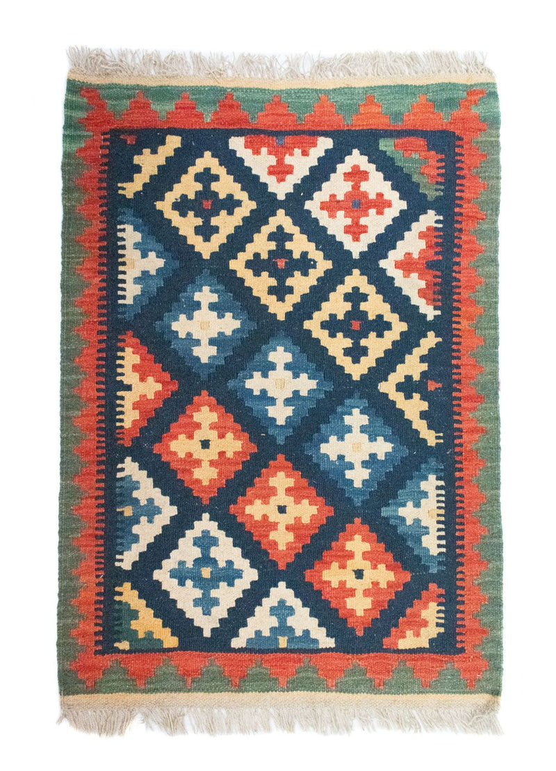 Tapis Kelim - Oriental - 95 x 65 cm - bleu