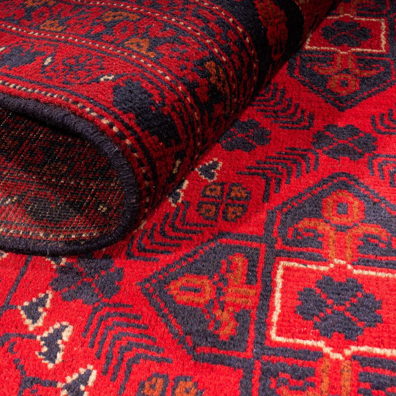 Tapis afghan - Kunduz - 199 x 126 cm - rouge foncé