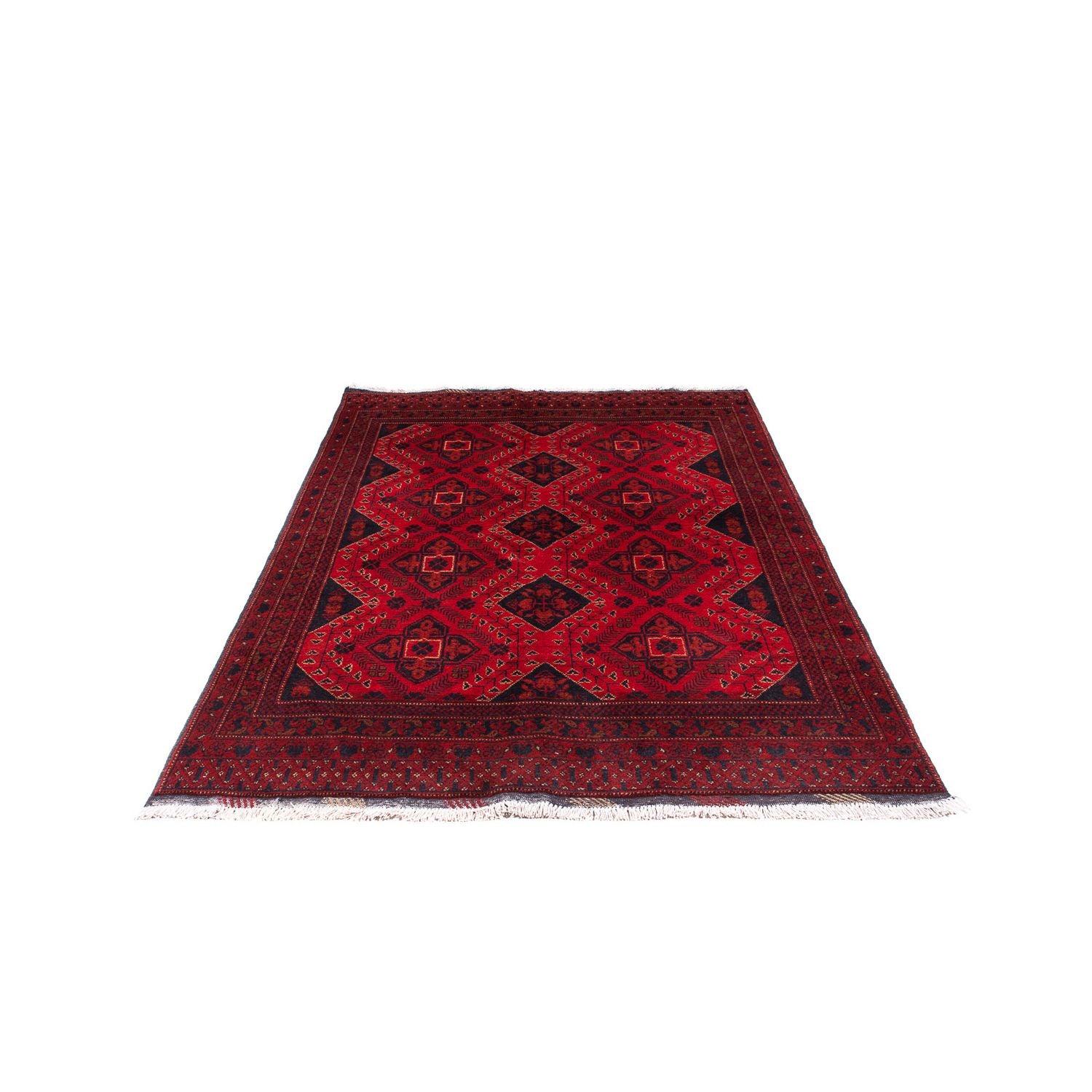 Tapis afghan - Kunduz - 199 x 126 cm - rouge foncé