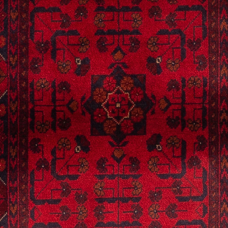 Tapis de couloir Tapis afghan - Kunduz - 299 x 82 cm - rouge foncé