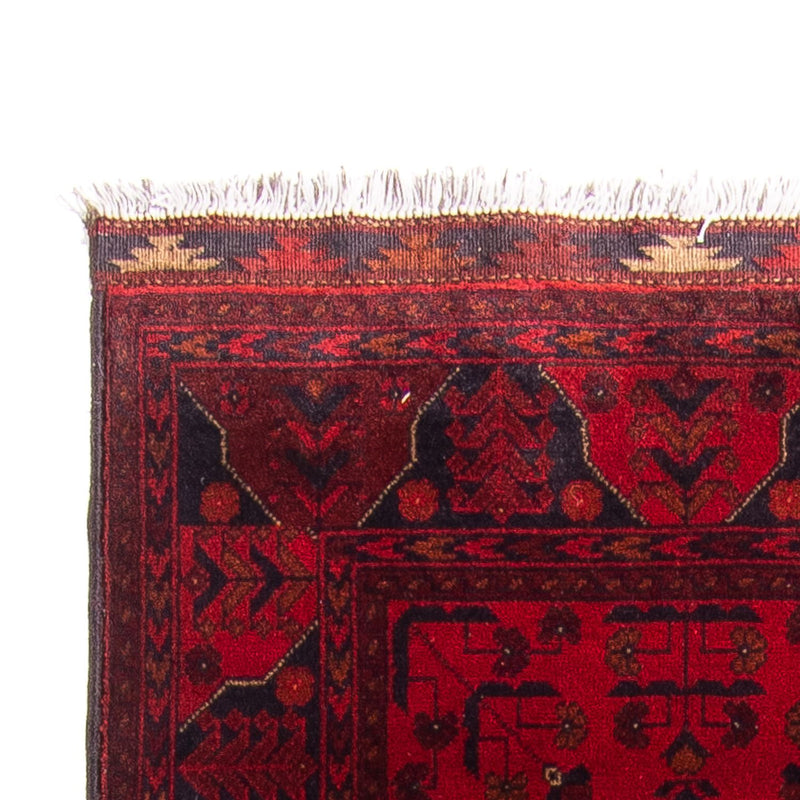 Tapis de couloir Tapis afghan - Kunduz - 299 x 82 cm - rouge foncé