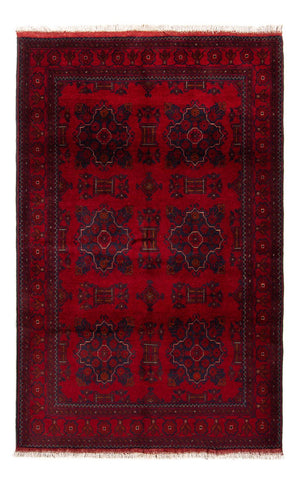 Tapis afghan - Kunduz - 219 x 126 cm - rouge foncé