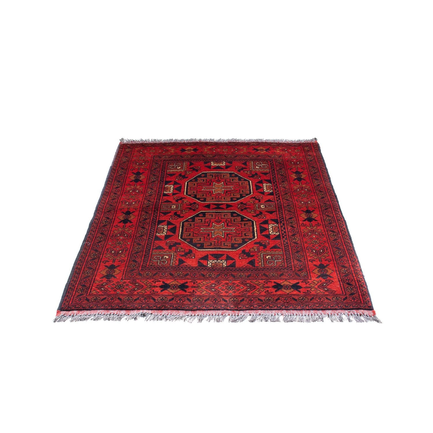 Tapis afghan - Kunduz - 146 x 102 cm - rouge foncé