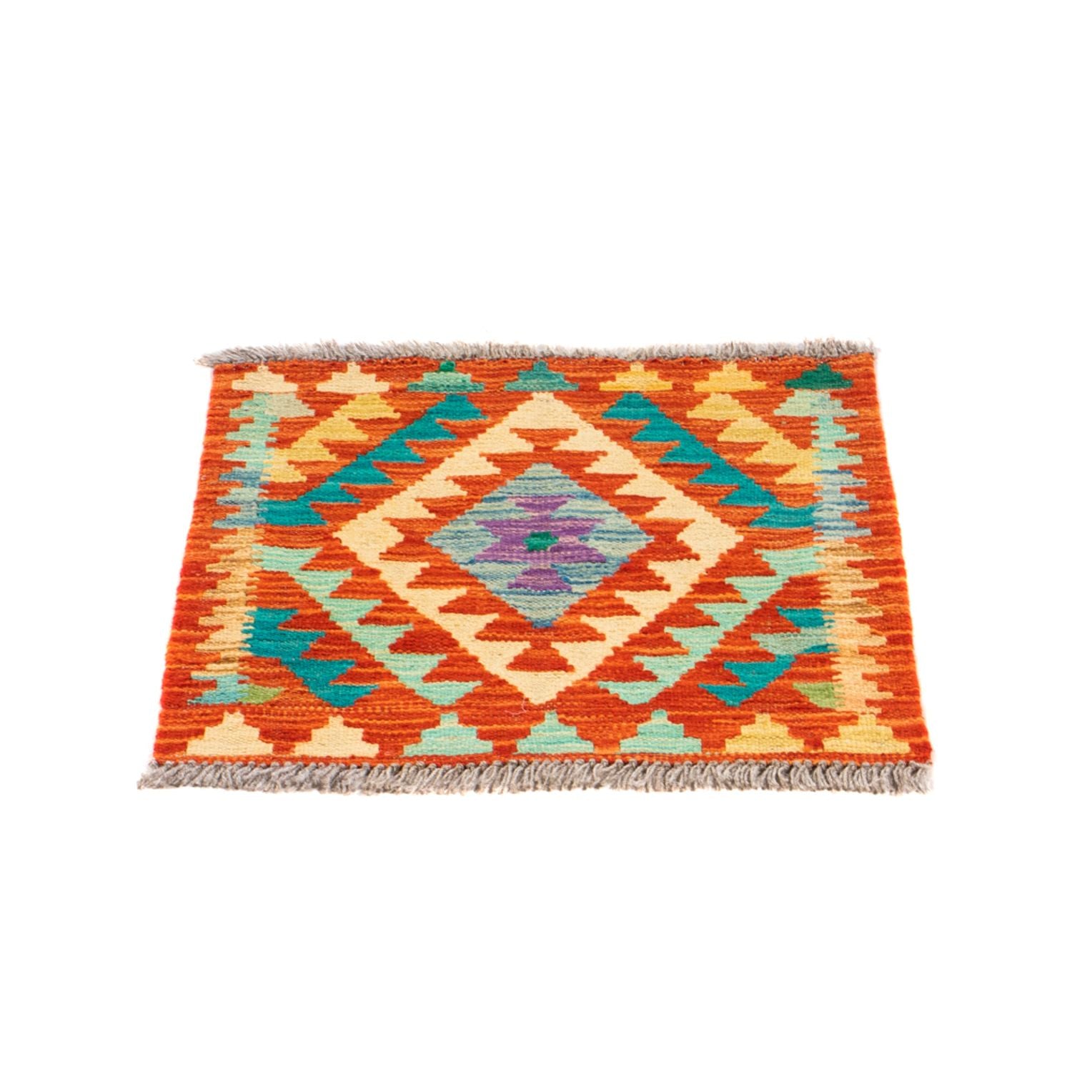 Tapis Kelim - Splash carré  - 52 x 50 cm - multicolore