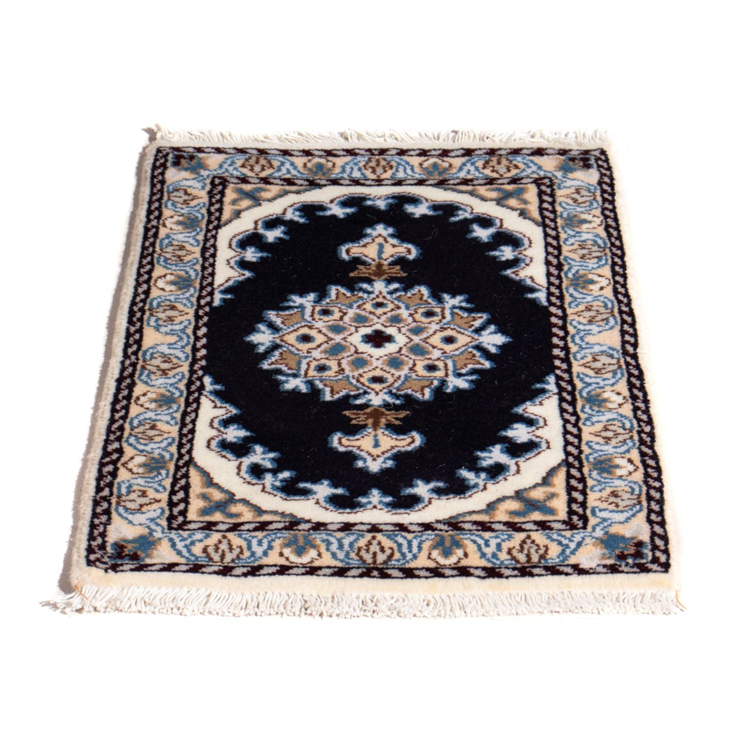 Tapis persan - Nain - 60 x 40 cm - bleu foncé