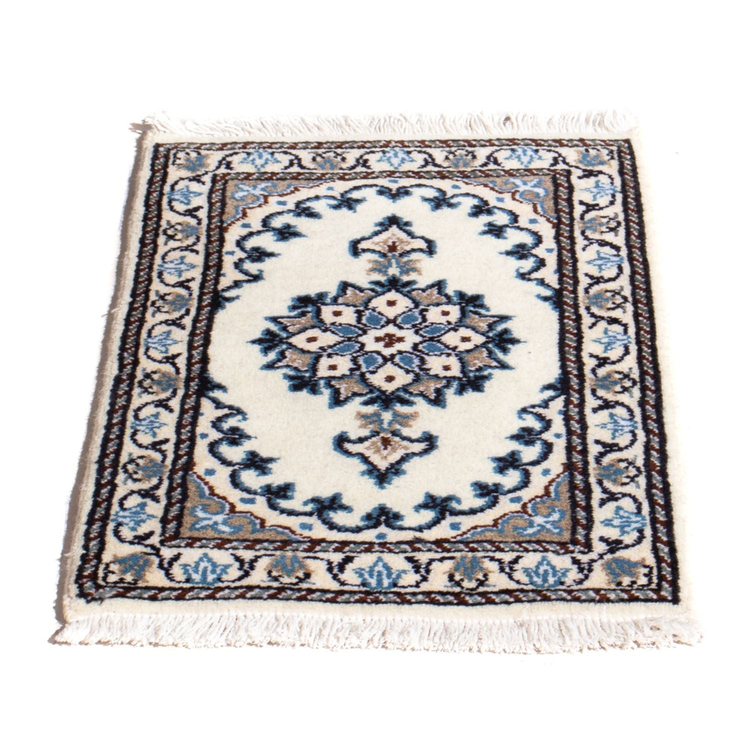 Tapis persan - Nain - 60 x 40 cm - bleu clair