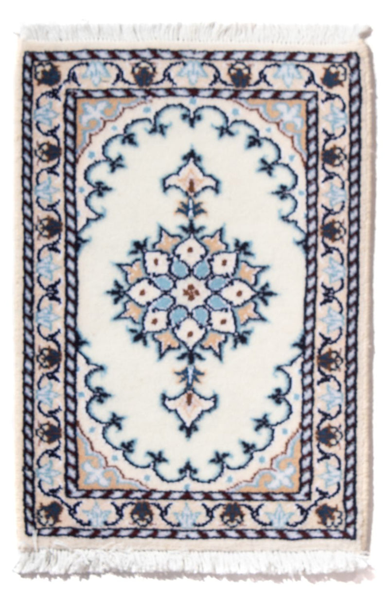 Tapis persan - Nain - 60 x 40 cm - bleu clair