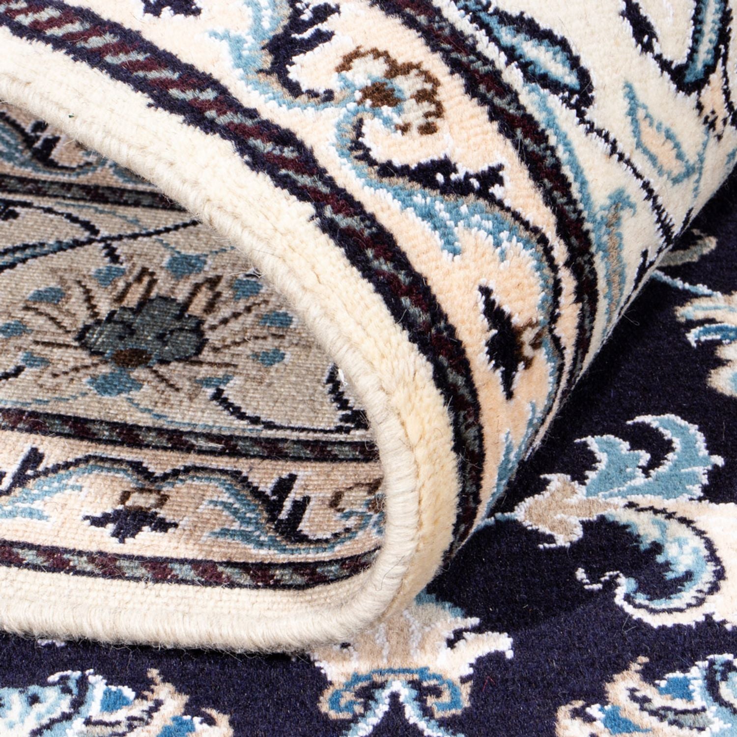 Tapis persan - Nain - 239 x 166 cm - bleu foncé