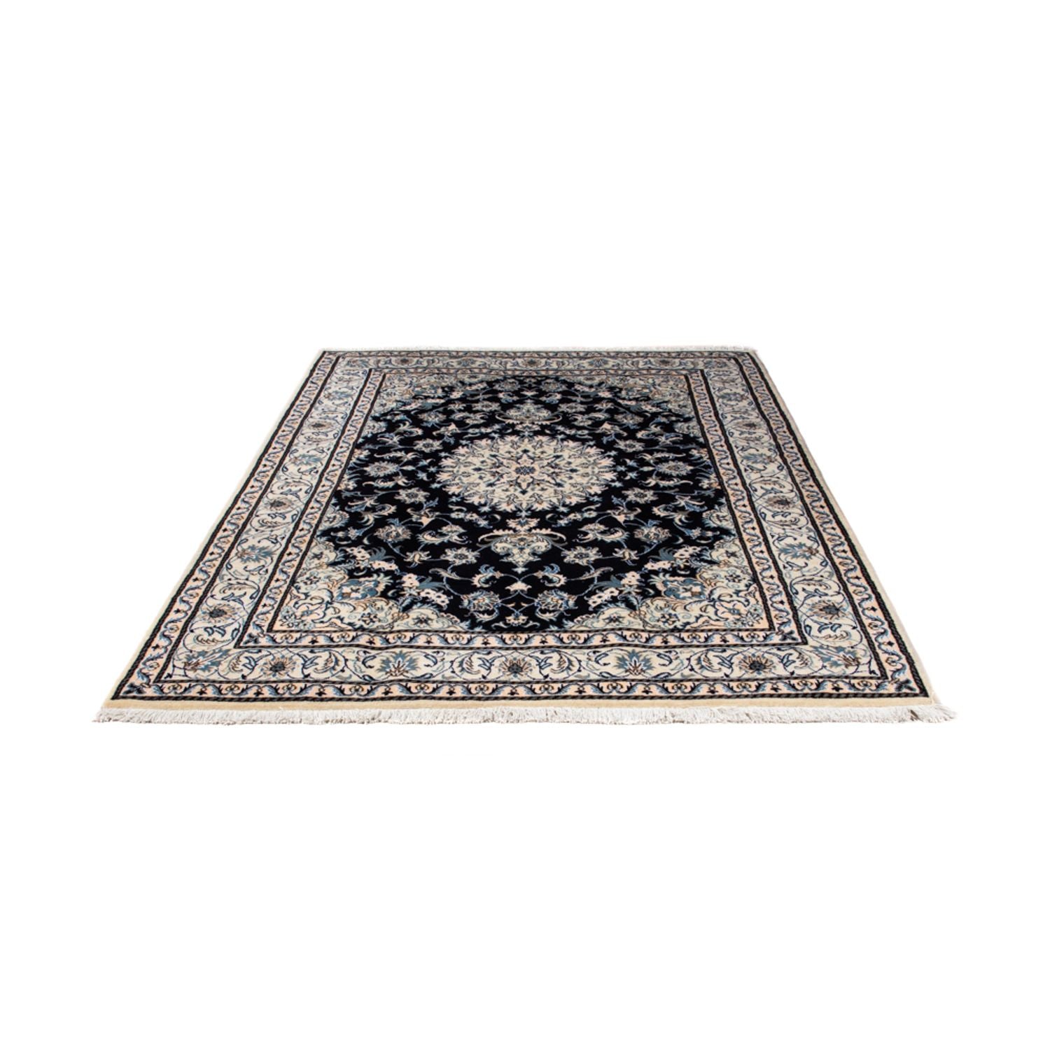 Tapis persan - Nain - 239 x 166 cm - bleu foncé