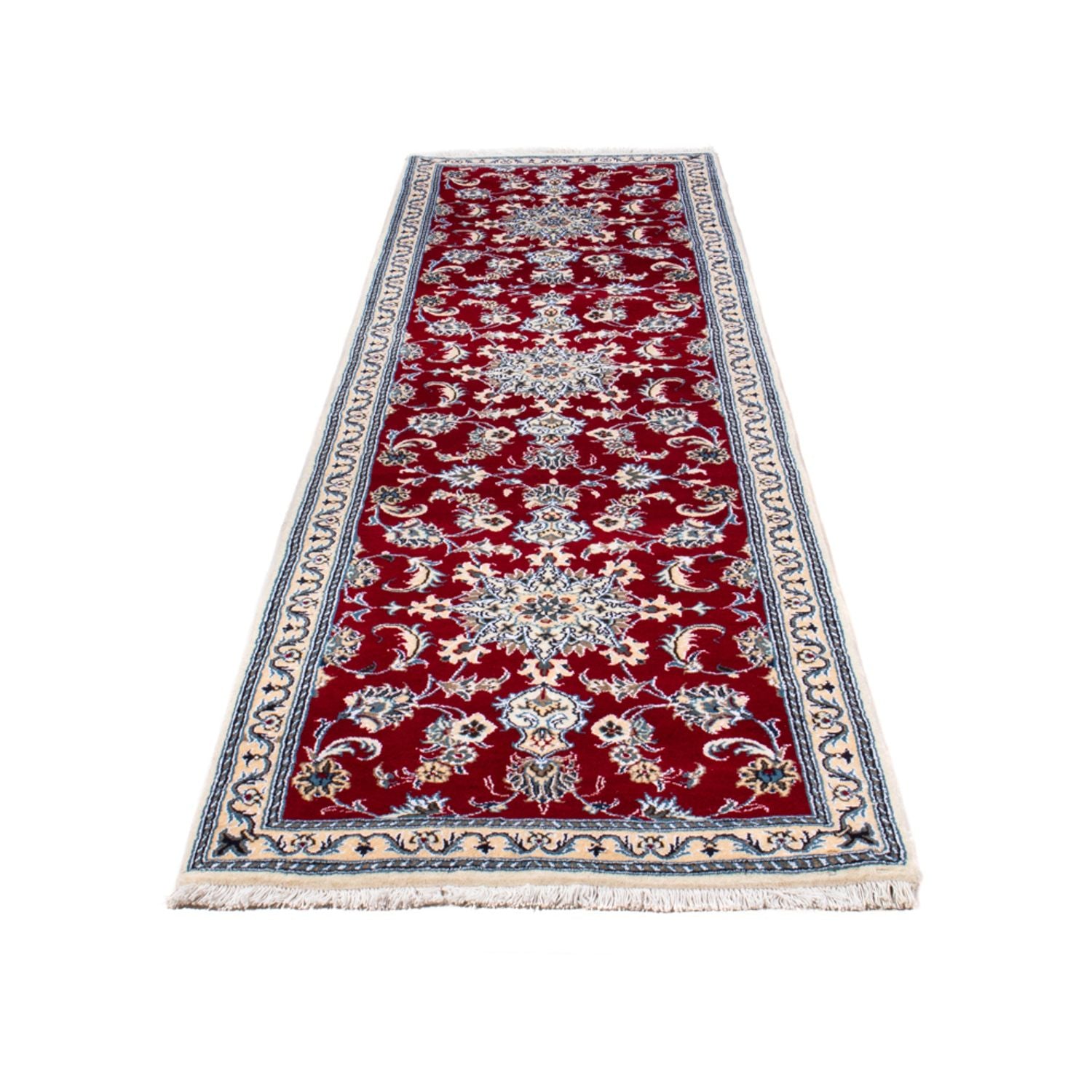 Tapis de couloir Tapis persan - Nain - 296 x 81 cm - rouge
