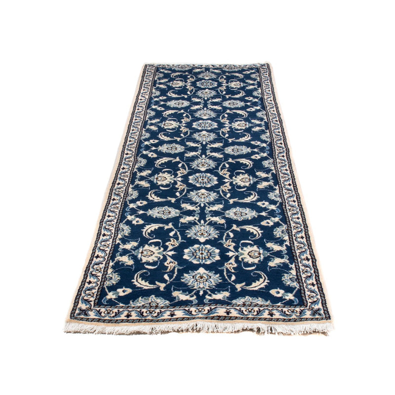 Tapis de couloir Tapis persan - Nain - 254 x 79 cm - bleu foncé