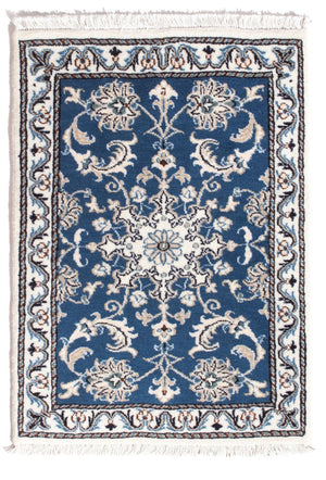 Tapis persan - Nain - 90 x 60 cm - bleu