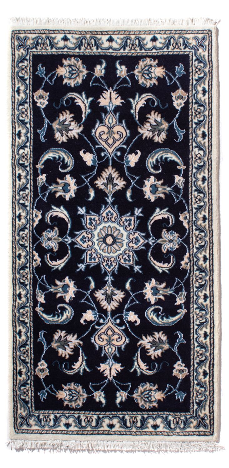 Tapis persan - Nain - 141 x 72 cm - bleu foncé