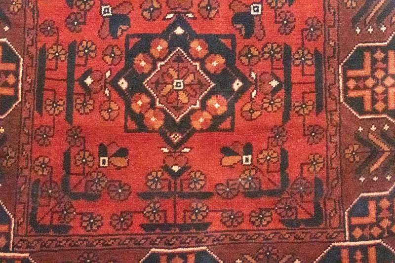 Tapis de couloir Tapis afghan - Kunduz - 288 x 78 cm - rouge