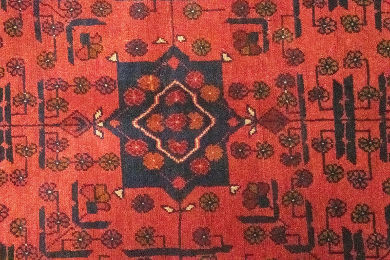 Tapis de couloir Tapis afghan - Kunduz - 298 x 79 cm - rouge