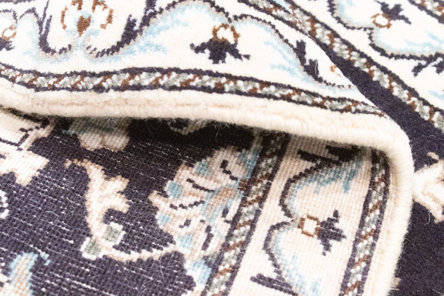 Tapis persan - Nain - 84 x 58 cm - bleu foncé