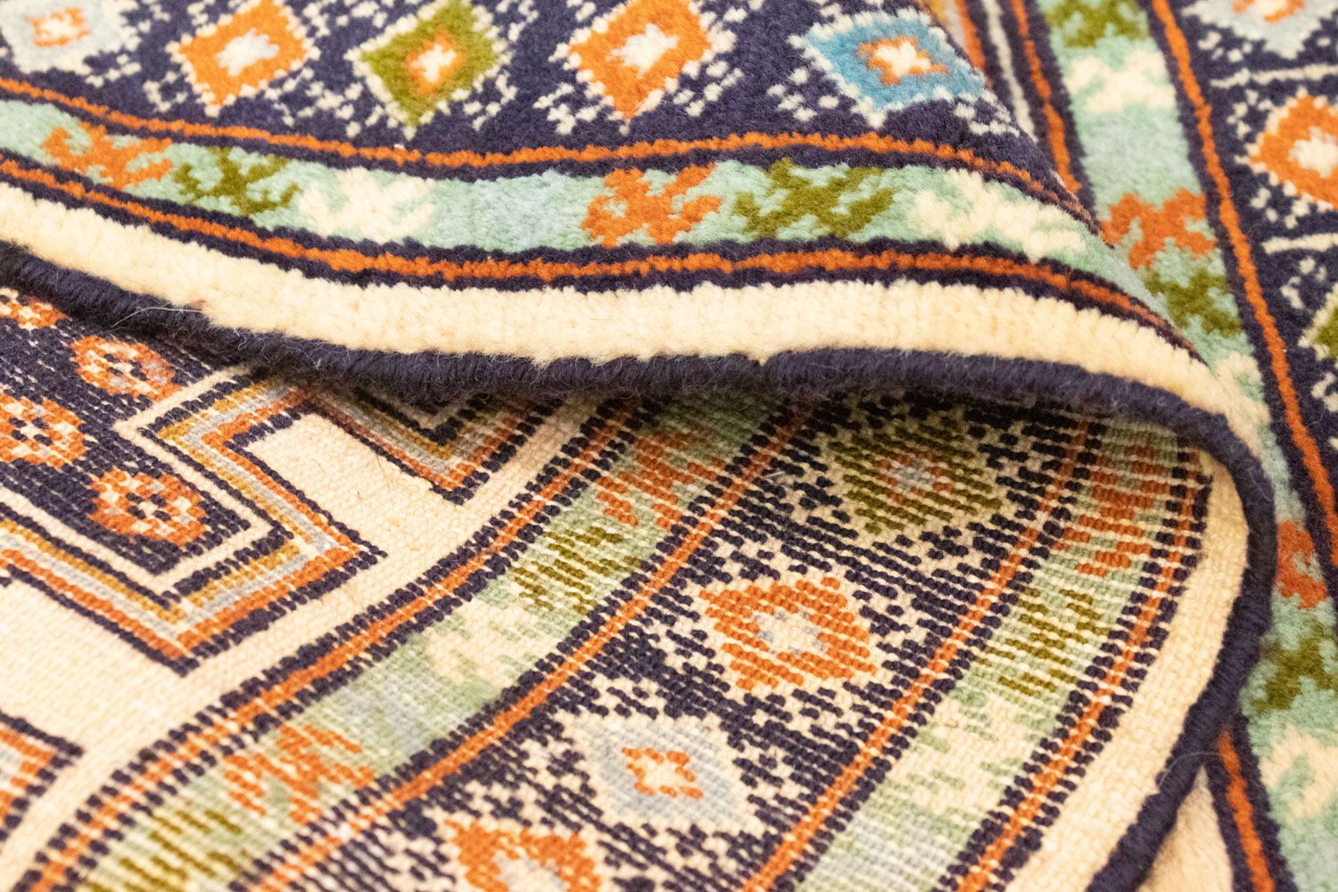 Tapis Turkaman - 93 x 63 cm - bleu