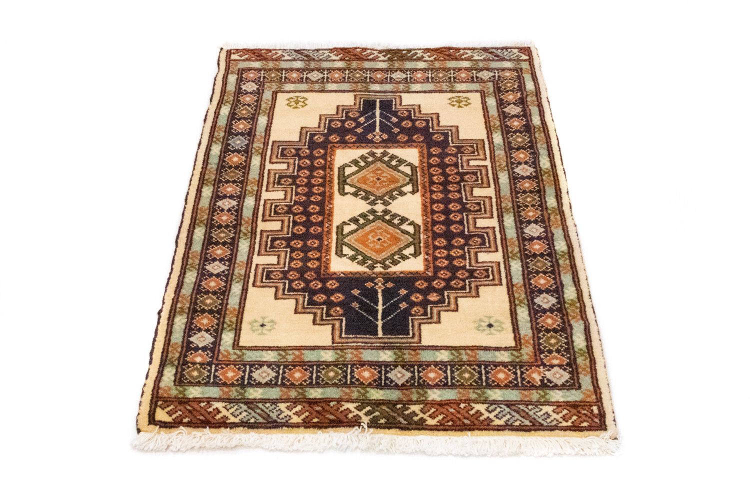 Tapis Turkaman - 93 x 63 cm - bleu