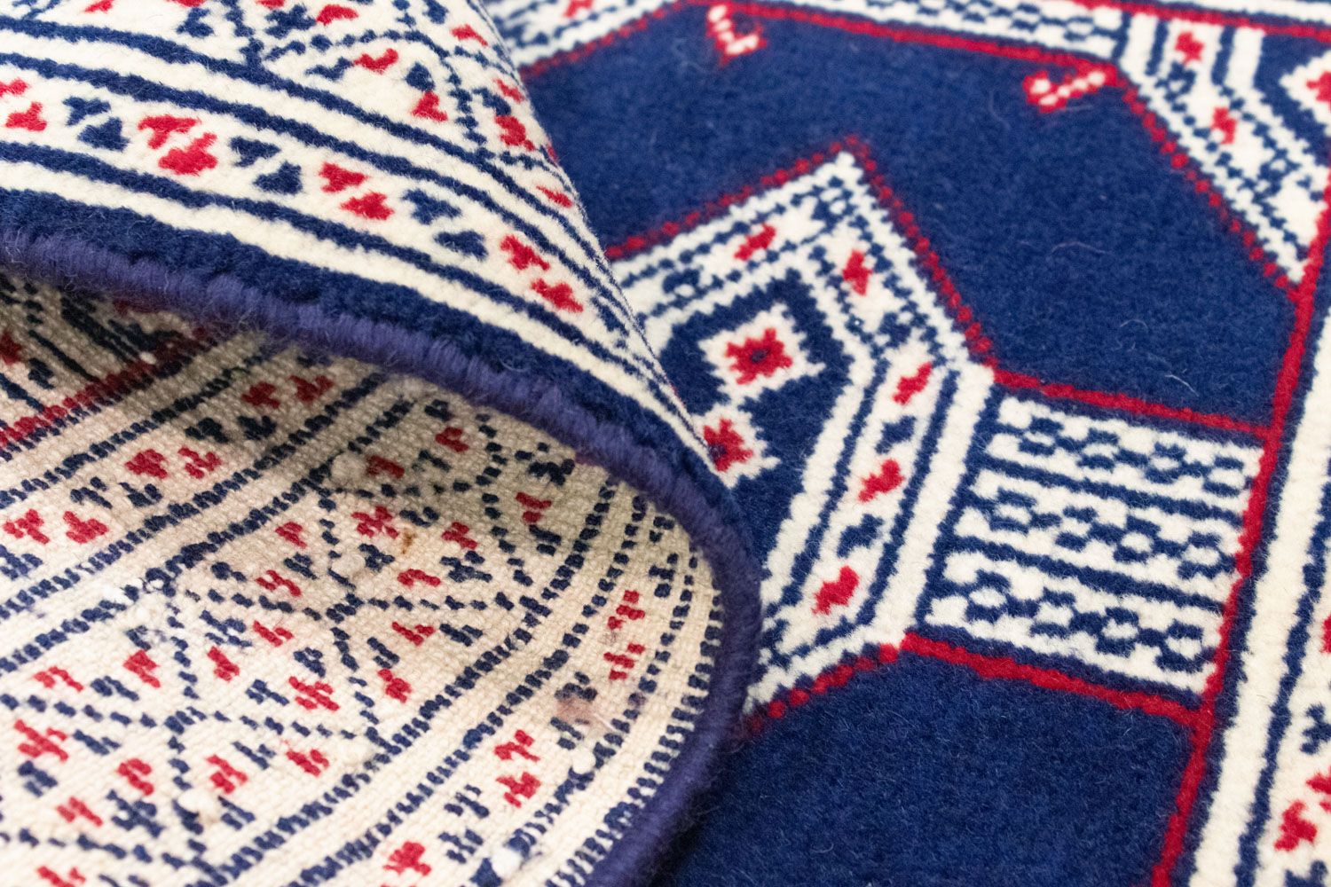 Tapis Turkaman - 90 x 62 cm - bleu