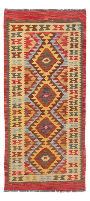 Tapis de couloir Tapis Kelim - Splash - 201 x 94 cm - multicolore