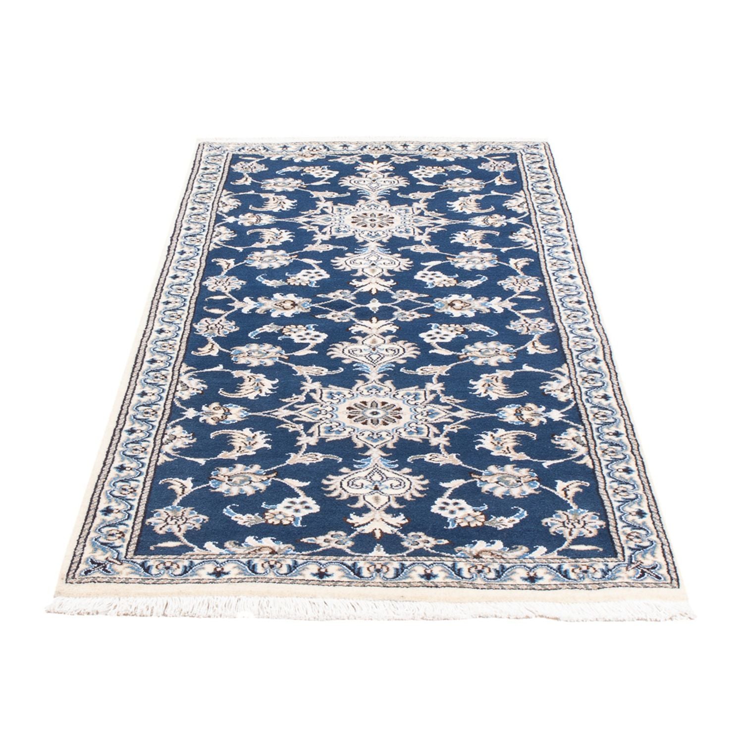 Tapis de couloir Tapis persan - Nain - 200 x 79 cm - bleu de mer