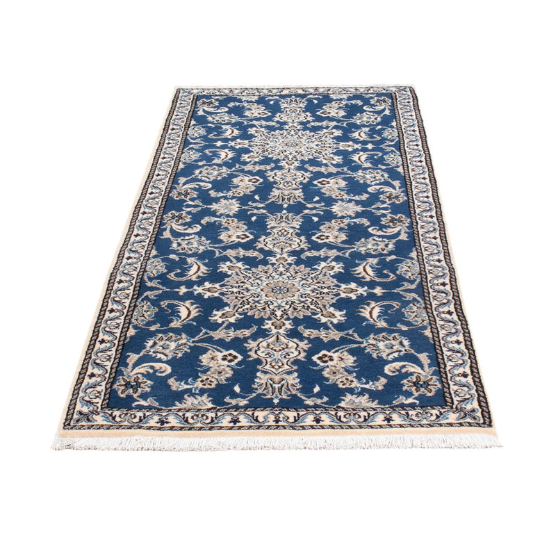 Tapis de couloir Tapis persan - Nain - 198 x 79 cm - bleu de mer