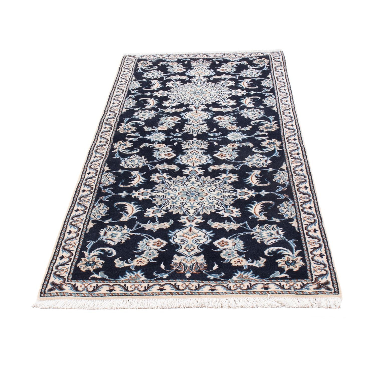 Tapis de couloir Tapis persan - Nain - 210 x 79 cm - bleu foncé