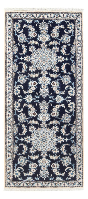 Tapis de couloir Tapis persan - Nain - 197 x 77 cm - bleu foncé