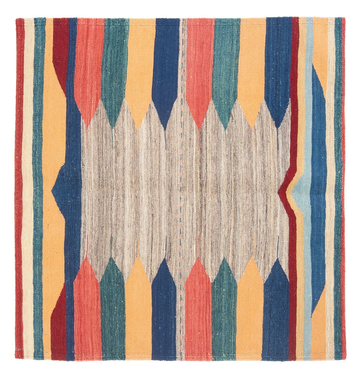 Tapis Kelim - Oriental carré  - 128 x 125 cm - vert menthe