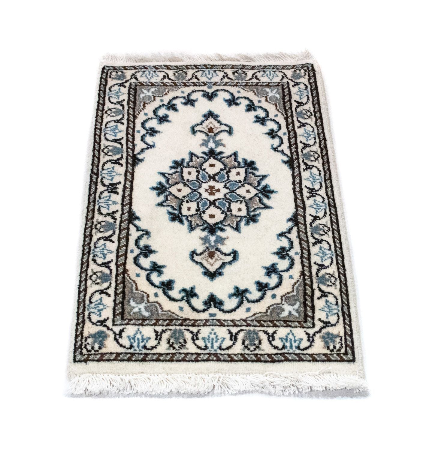 Tapis persan - Nain - 60 x 40 cm - blanc naturel