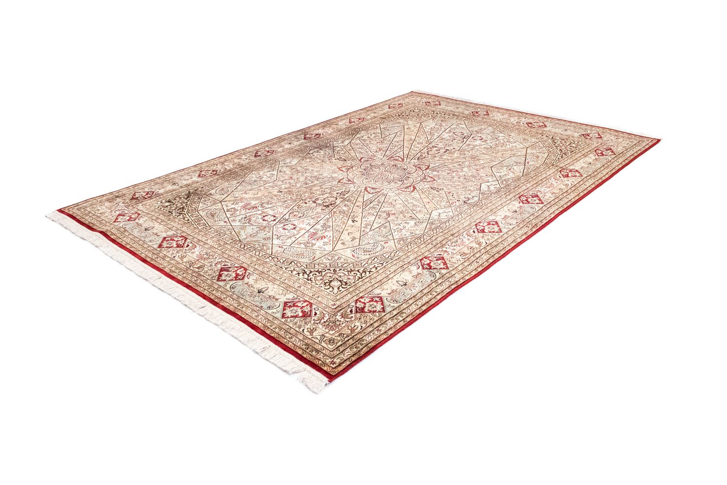 Tapis en soie - Soie du Cachemire - 250 x 167 cm - rouge