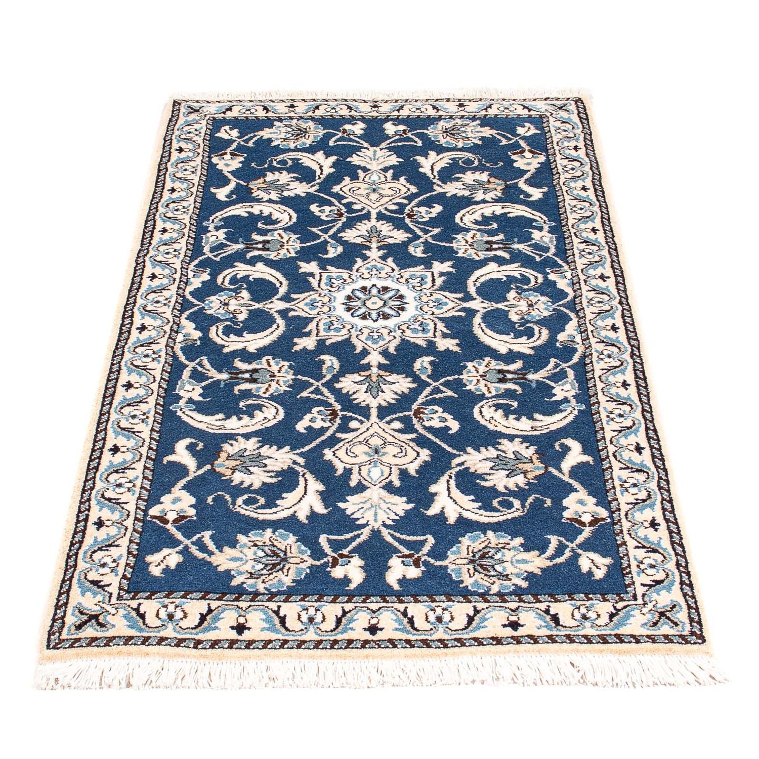 Tapis persan - Nain - 135 x 68 cm - bleu foncé