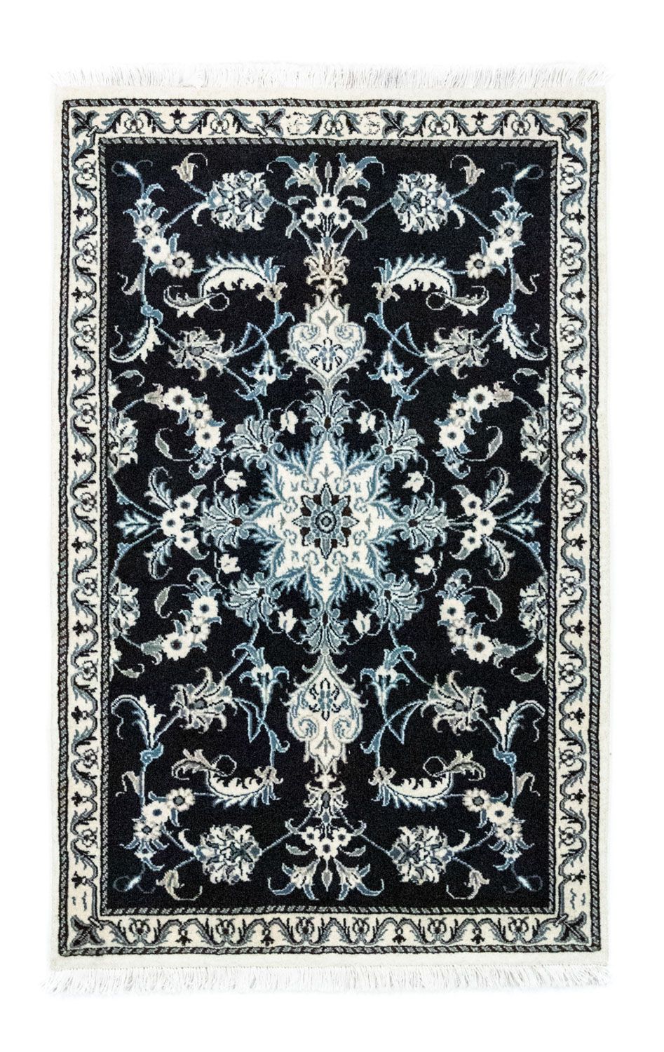 Tapis persan - Nain - 136 x 90 cm - bleu foncé