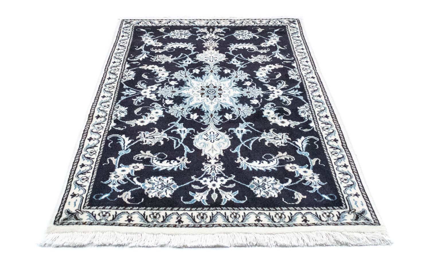 Tapis persan - Nain - 136 x 90 cm - bleu foncé