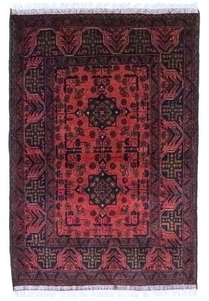Tapis afghan - Kunduz - 149 x 103 cm - rouge