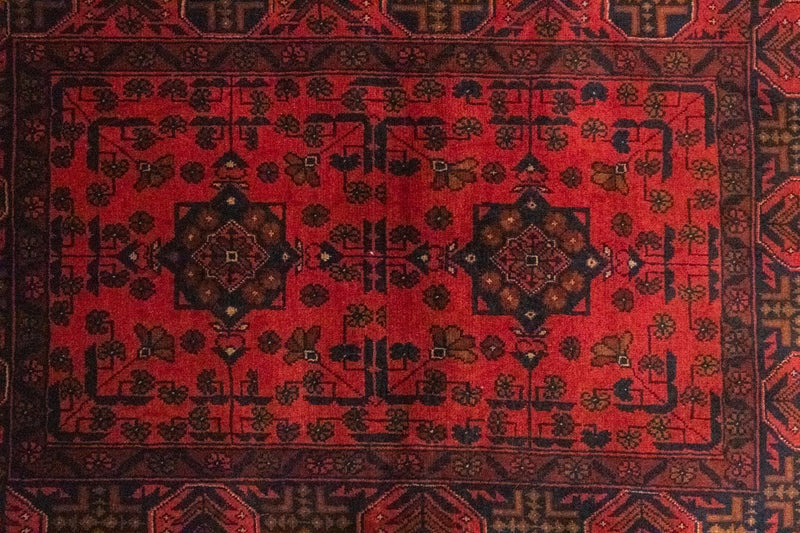 Tapis afghan - Kunduz - 149 x 103 cm - rouge
