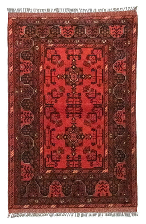Tapis afghan - Kunduz - 150 x 100 cm - rouge