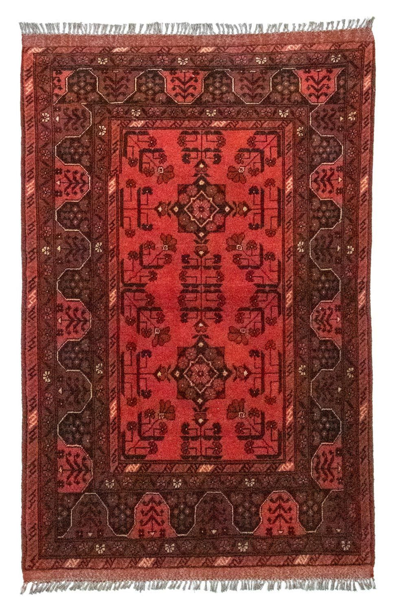 Tapis afghan - Kunduz - 150 x 100 cm - rouge