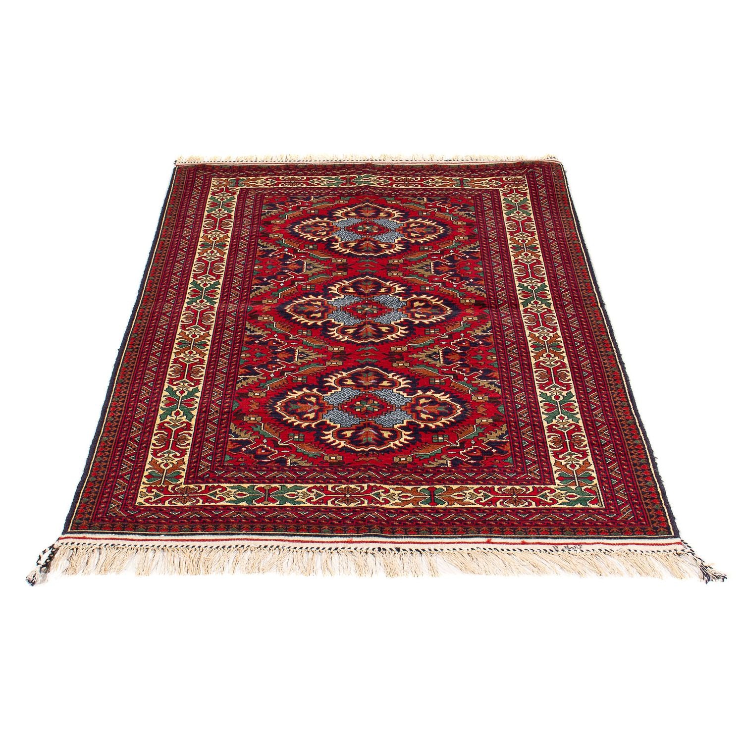 Tapis afghan - 145 x 93 cm - rouge foncé