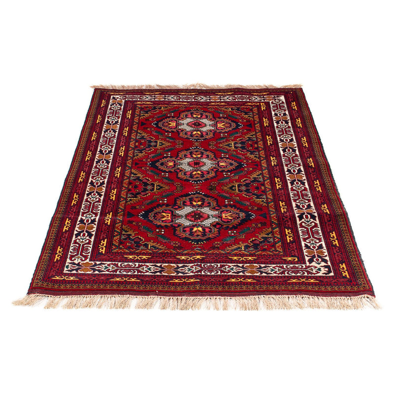 Tapis afghan - 145 x 93 cm - rouge foncé