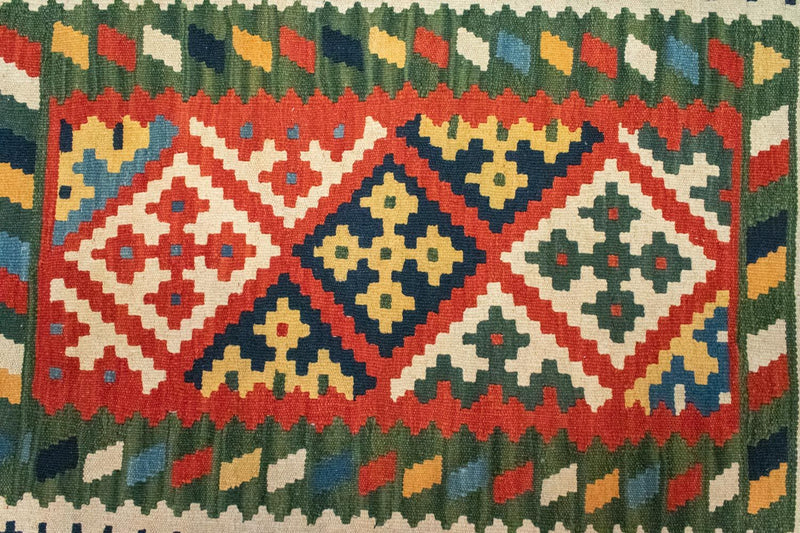 Tapis Kelim - Oriental - 120 x 80 cm - vert
