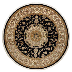 Tapis oriental - Tabriz ronde  - 218 x 216 cm - bleu foncé