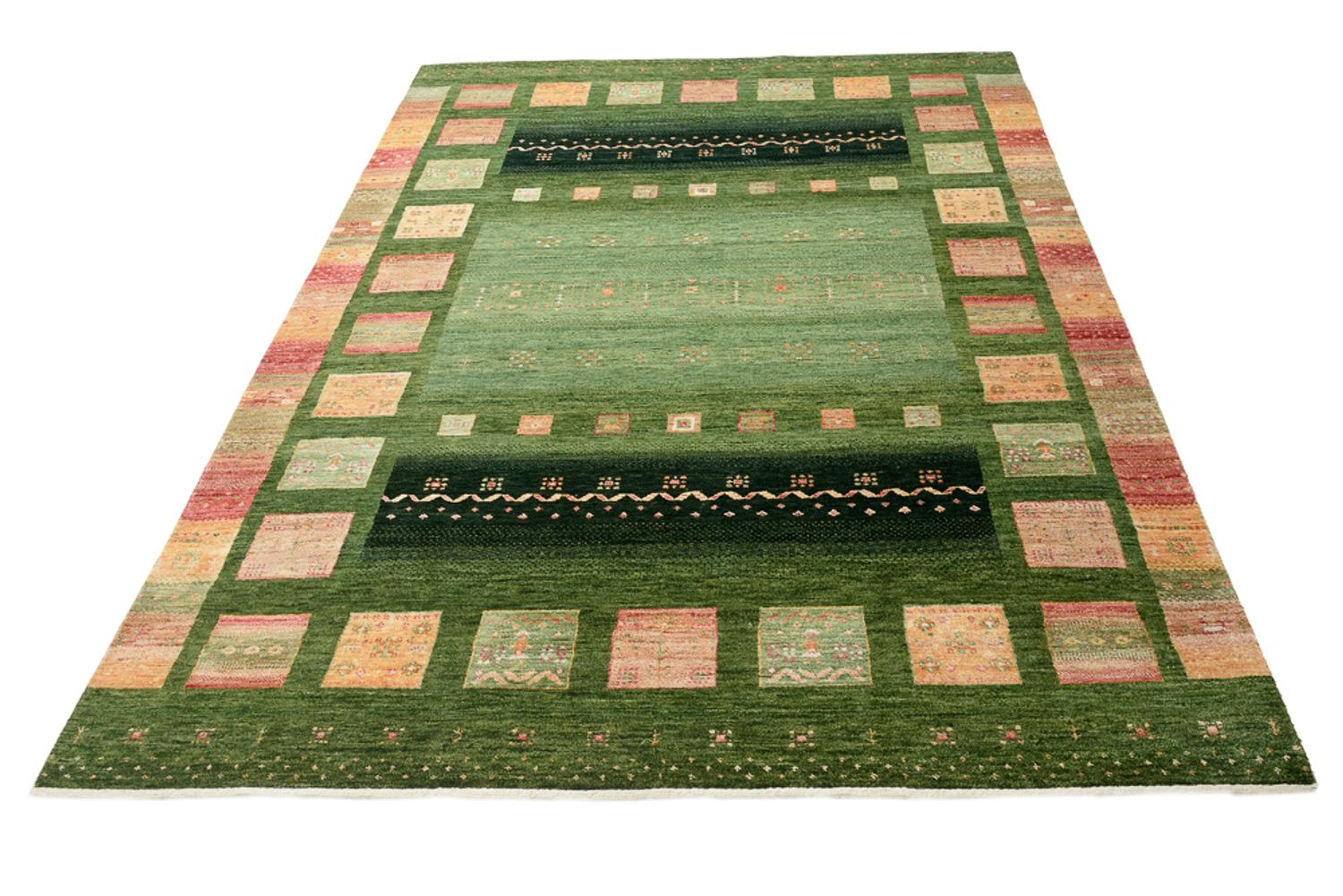 Tapis Gabbeh - Loribaft Indus - 238 x 173 cm - vert