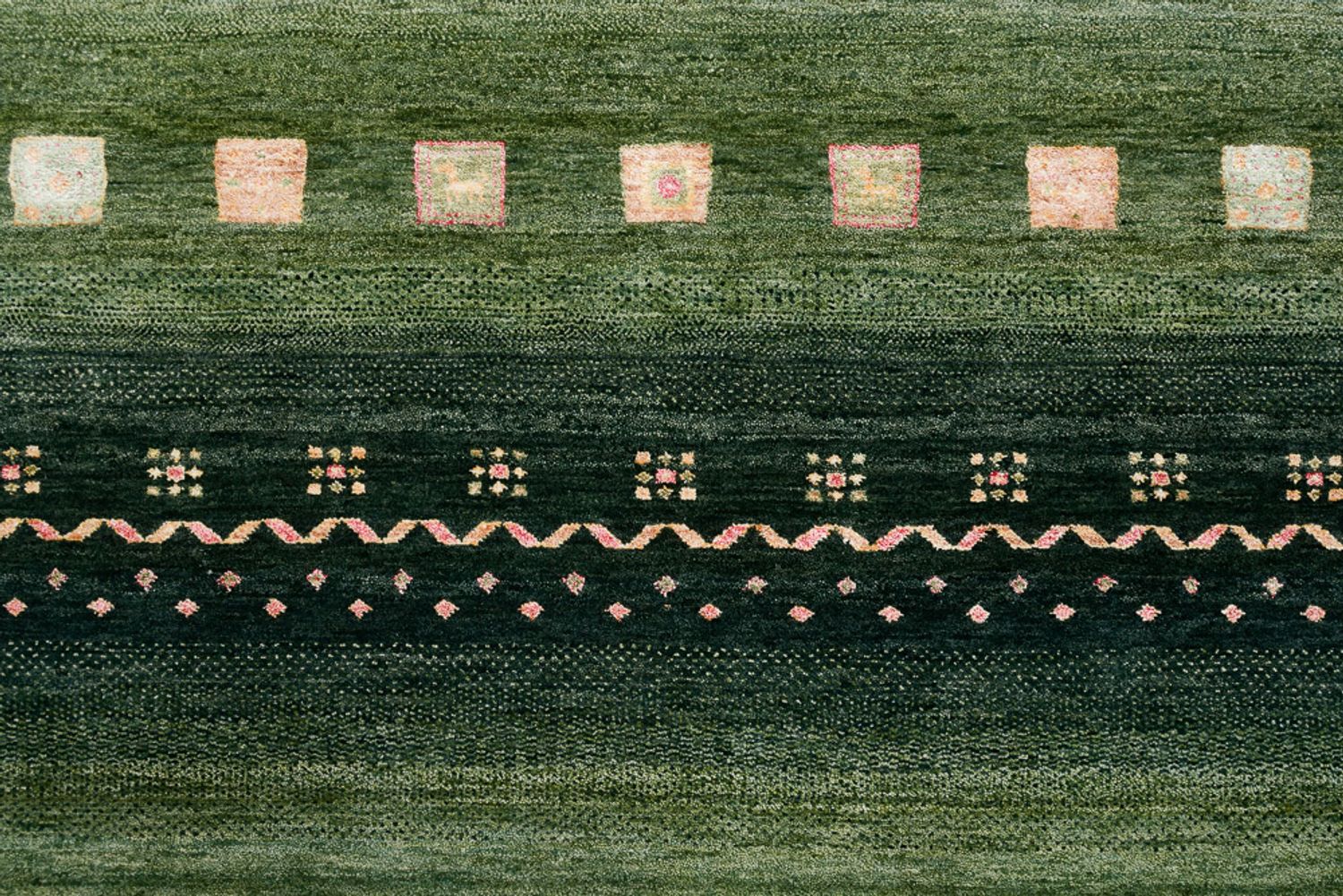 Tapis Gabbeh - Loribaft Indus - 302 x 248 cm - vert