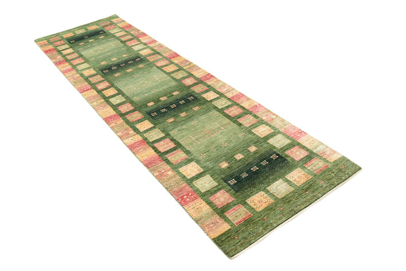 Läufer Gabbeh - Loribaft Indus - 296 x 82 cm - grün