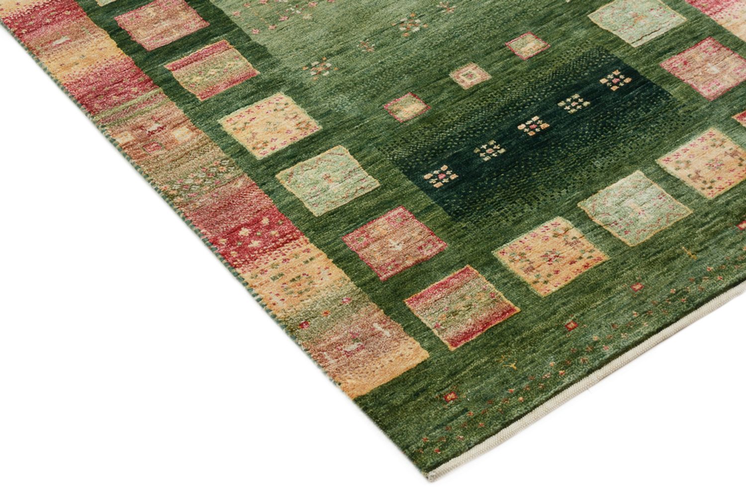 Läufer Gabbeh - Loribaft Indus - 296 x 82 cm - grün