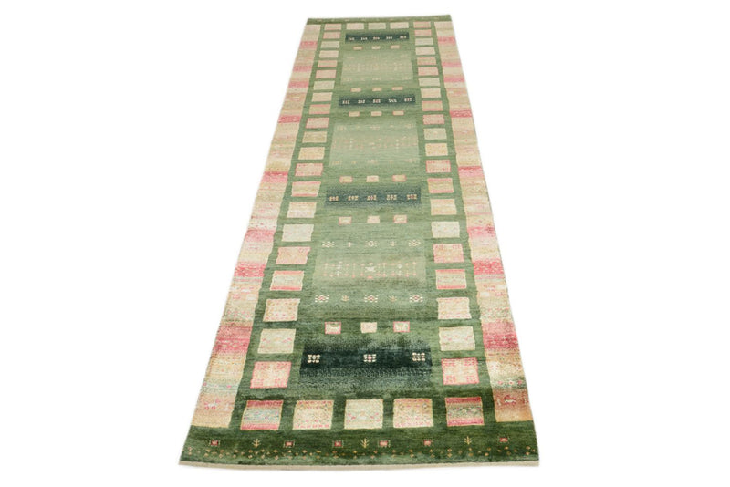 Läufer Gabbeh - Loribaft Indus - 296 x 82 cm - grün