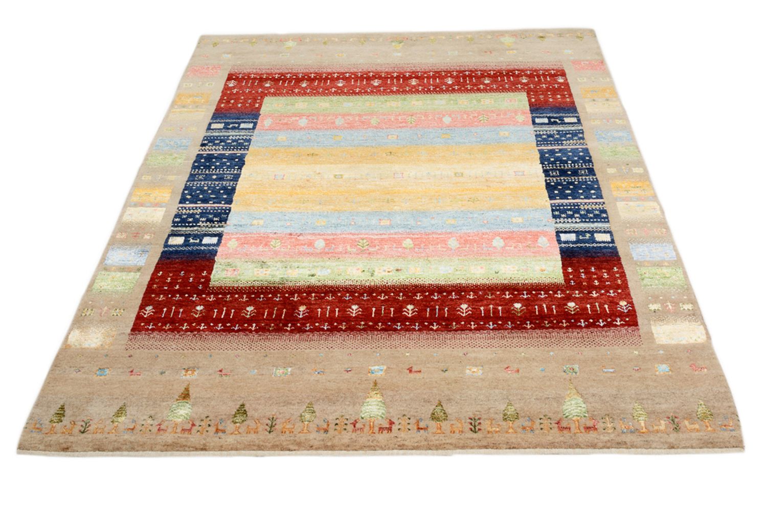 Gabbeh Teppich - Loribaft Indus - 198 x 154 cm - mehrfarbig