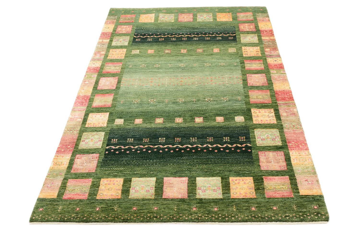 Gabbeh Teppich - Loribaft Indus - 183 x 127 cm - grün