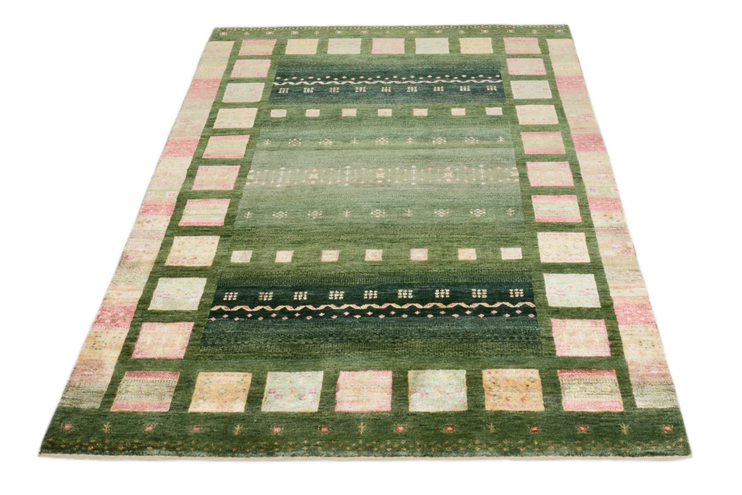 Gabbeh Teppich - Loribaft Indus - 183 x 127 cm - grün